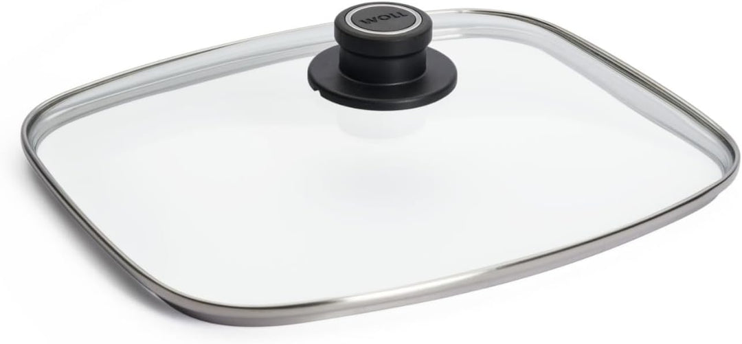 Woll Sicherheitsglasdeckel, rechteckig, 30 x 26 cm, Deckelknopf mit permanenter Entlüftung, transpar