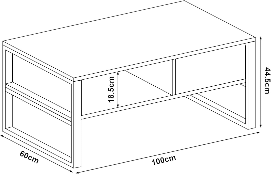 [en.casa] Couchtisch Laukaa Wohnzimmertisch Tischplatte rechteckig Beistelltisch 100 x 60 x 45 cm So