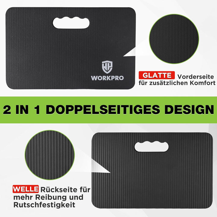 WORKPRO Kniekissen, 2 Stück Wasserdichte Kniekissen Garten, 36mm Extra Dick, 28 cm x 44 cm mit Einge
