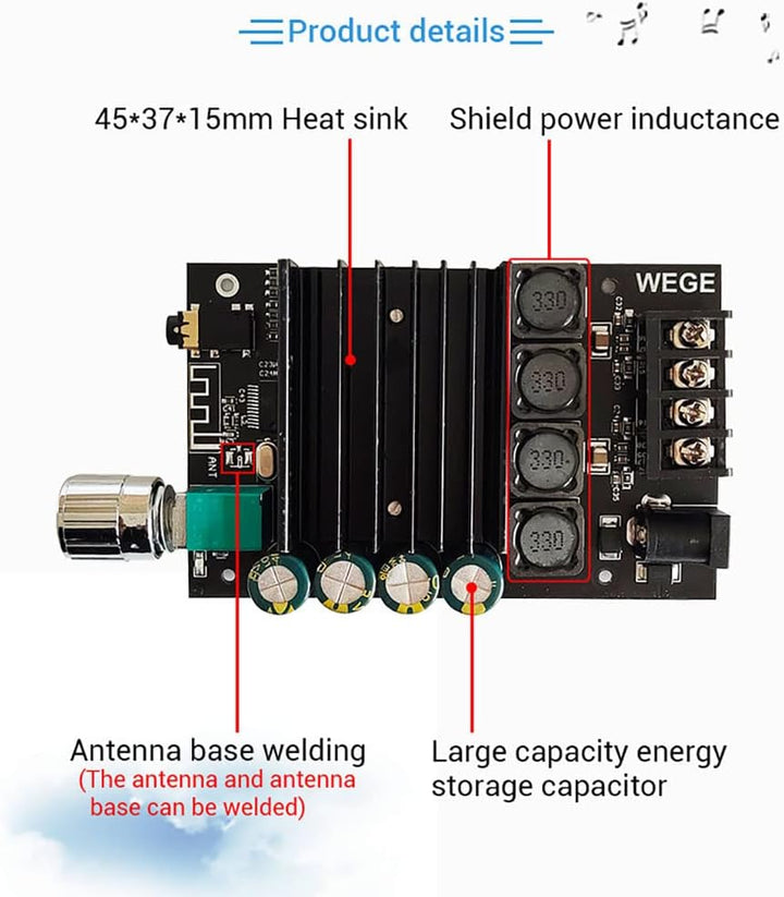 WANGCL ZK-XPS 150W + 150W TDA7498E Audio-Leistungsverstärker Equalizer BT 5.0 Stereo Subwoofer HiFi