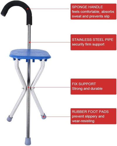 Walking Cane Stativhocker, klappbarer Edelstahl Verdickung älterer Walking Cane Verstellbarer Faltba