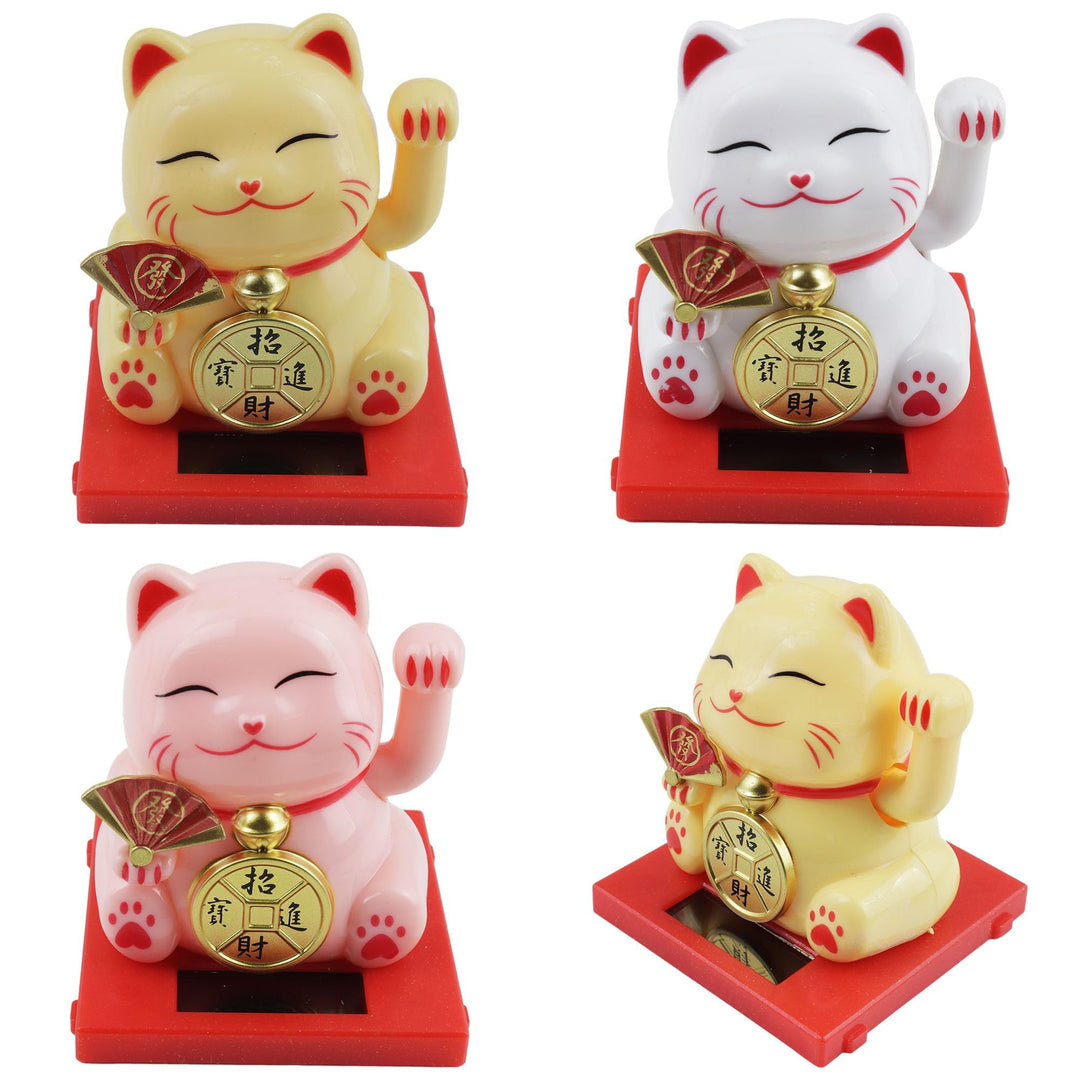 Freak Scene Glückskatze Mini Maneki-Neko Medaille Solar 5cm Winkekatze Lucky cat Set, Set