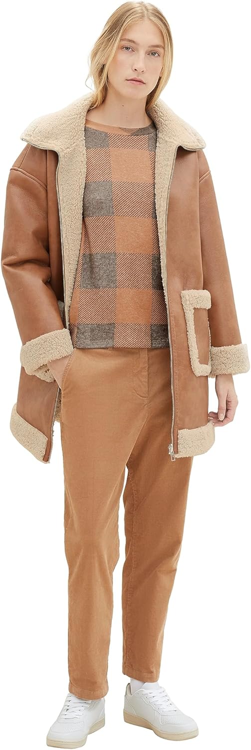 TOM TAILOR Damen Langarmshirt mit Muster L 32499-blush Navy Cosy Check, L 32499-blush Navy Cosy Chec