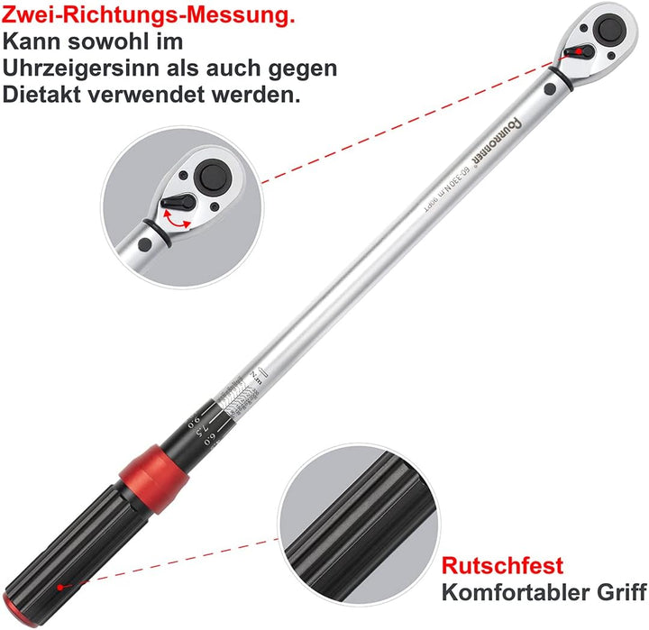 Drehmomentschlüssel auto 1/2 Zoll 60-330Nm,Verbesserte Version des 90 Zahn Auto Motorrad Drehmoment