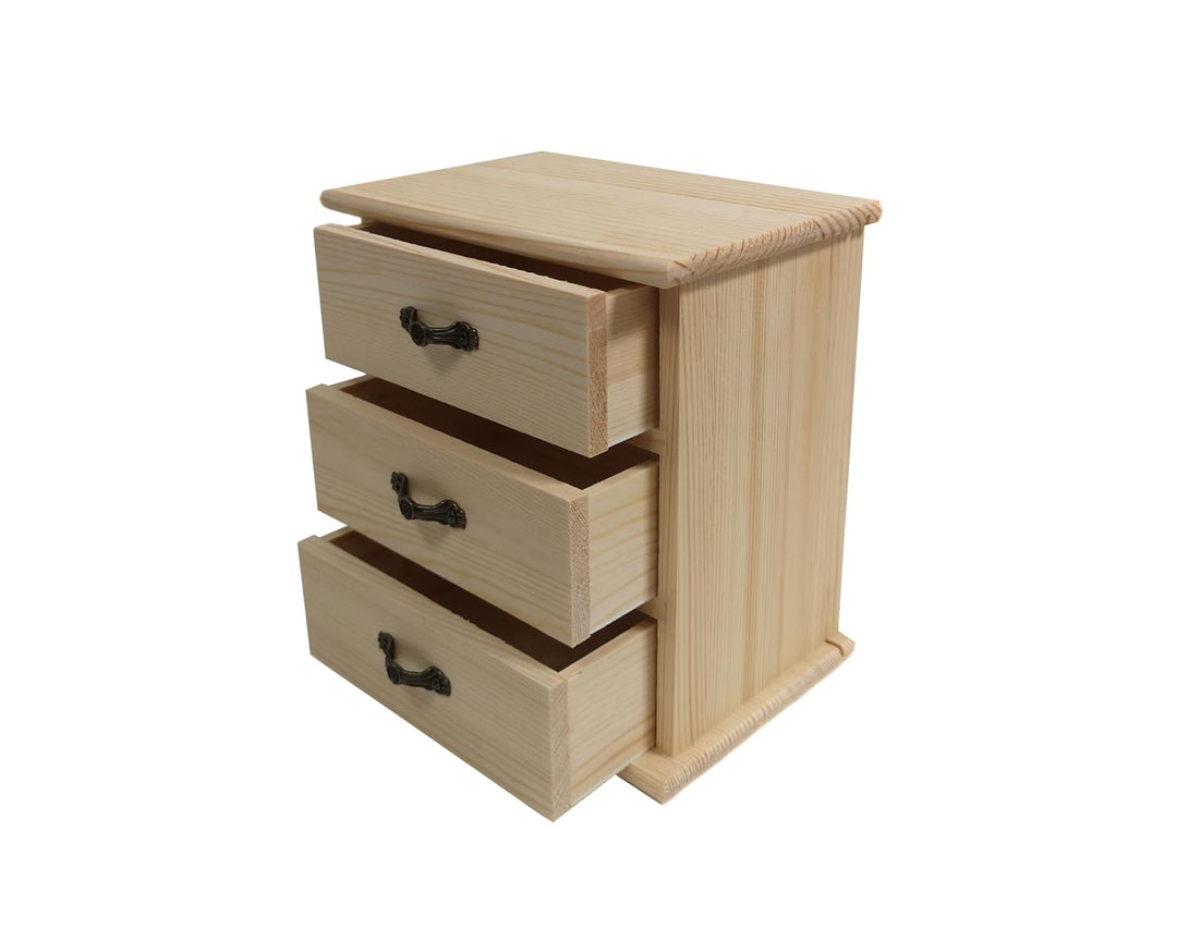 Yudu Holzkästchen Holz Kommode Aufbewahrungsbox Sammelkasten mit 3 Schubladen