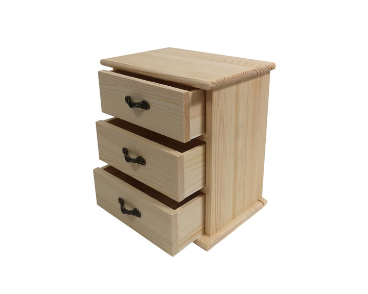 Yudu Holzkästchen Holz Kommode Aufbewahrungsbox Sammelkasten mit 3 Schubladen