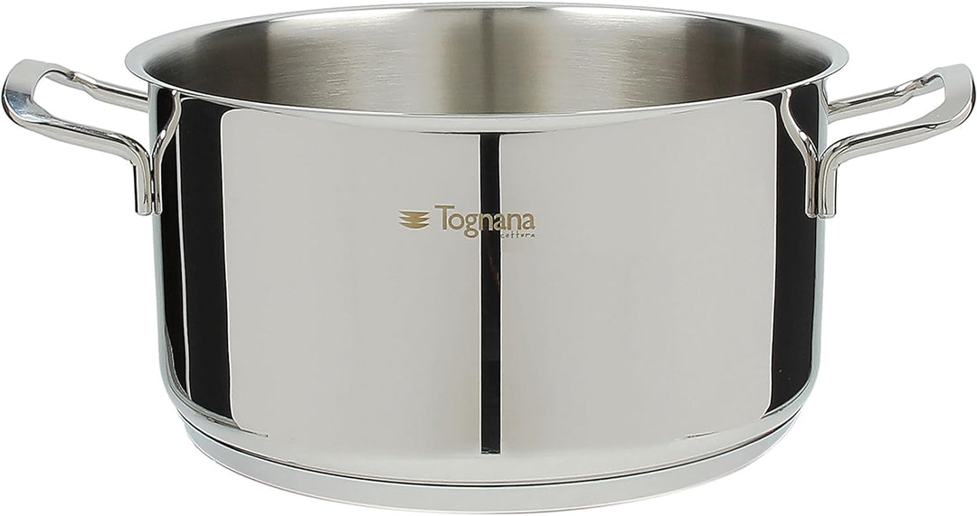 Tognana vanitosa Topf 24 cm mit 2 Griffen, Edelstahl, Silber