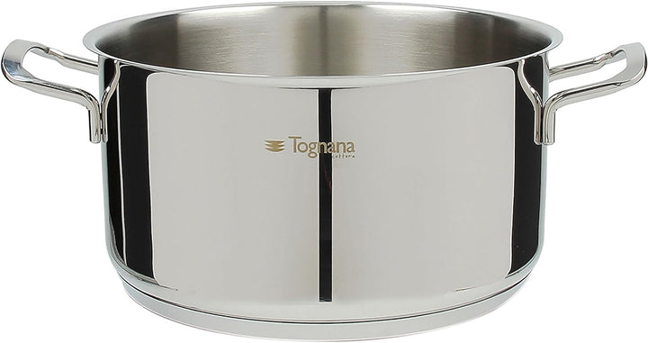 Tognana vanitosa Topf 24 cm mit 2 Griffen, Edelstahl, Silber