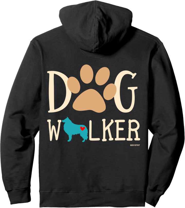 Dog Walker Dog and Paw Print With Heart Pullover Hoodie