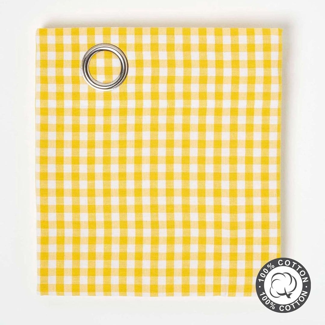 HOMESCAPES handgewobener Vorhang Ösenvorhang Dekoschal Gingham im 2er Set, 137 x 182 cm, 100% Reine