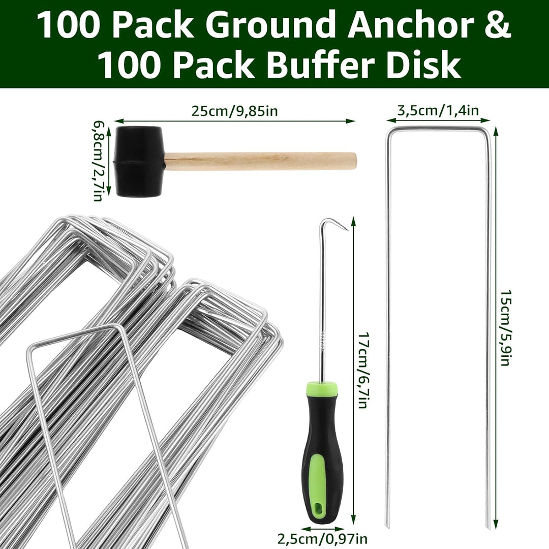 MIVIDE 100 Erdanker+100 Pufferscheiben für Erdanker, 150x35mm Anti-Rost Verzinkte Bodenanker, U-Förm