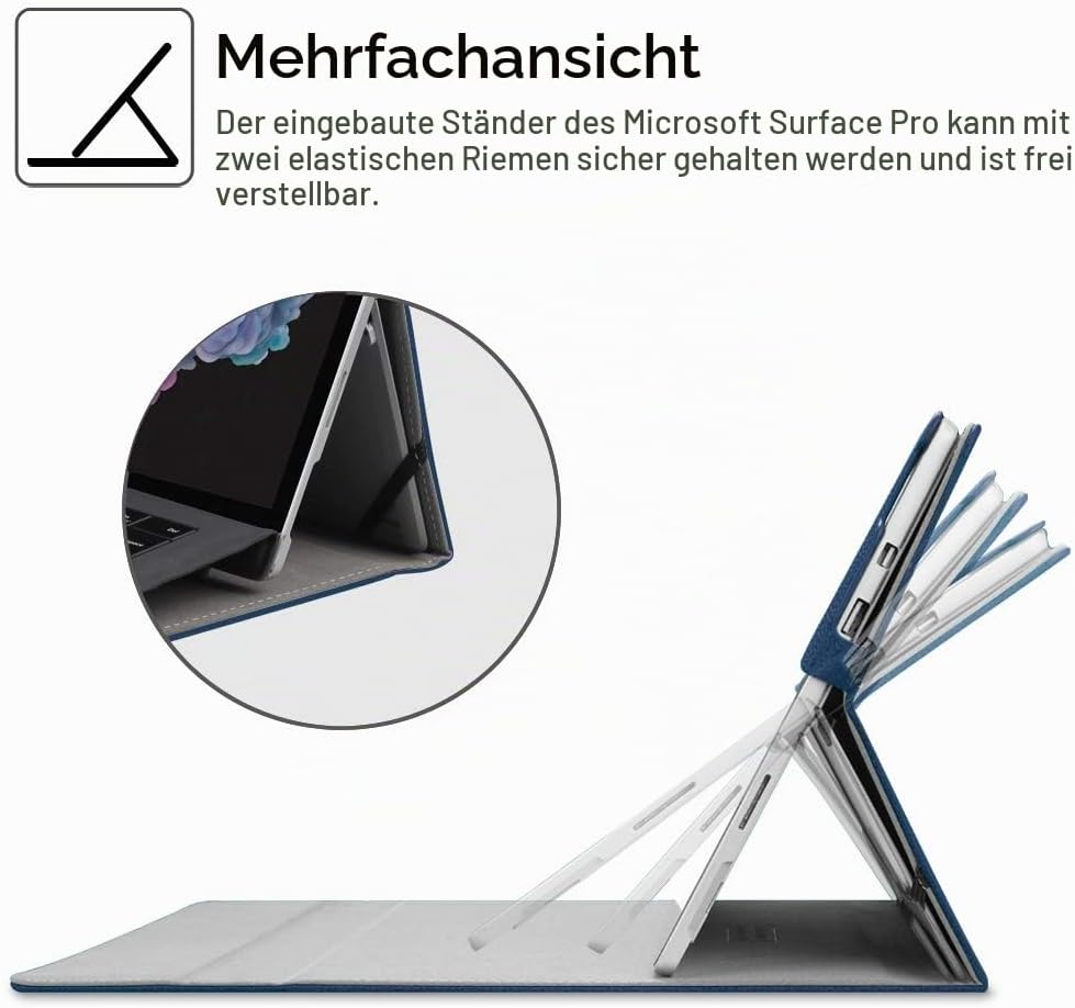 FINTIE Hülle für Microsoft Surface Pro 7+/ 7/6/ 5/4/ 3 Tablet 12.3 Zoll - Multi-Sichtwinkel Hochwert
