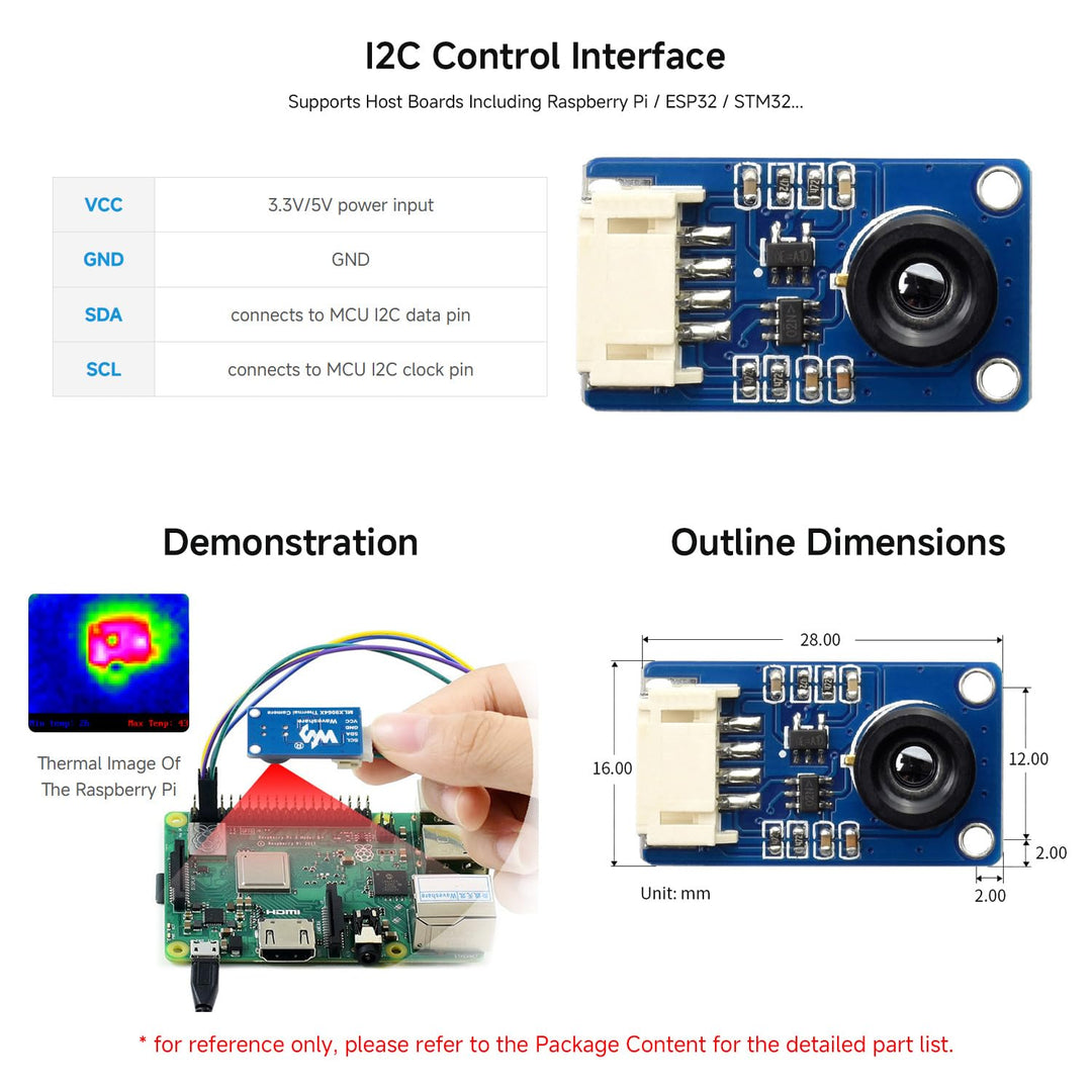 Waveshare MLX90640 IR Array Thermal Imaging Camera with 32×24 Pixels 55° Field of View Communicating