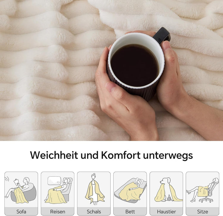 BEDELITE Fleece-Überwurfdecke für Couch–300 g/m², weiche warme Flauschige Kingsize-Decke, dekorative