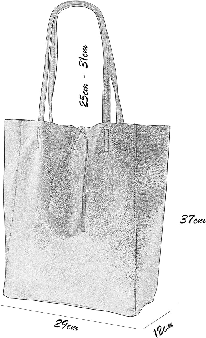 SH Leder ® Damen Echt Rindleder Shopper mit Innentasche in vielen Farben Schultertasche Henkeltasche
