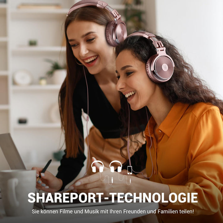 Oneodio Over Ear Kopfhörer Mit Kabel Geschlossene Studiokopfhörer Mit Share Port Mikrofon Adapter-Fr