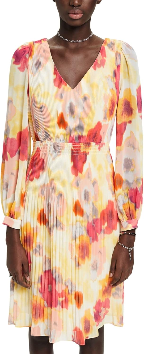 Esprit Collection Minikleid mit floralem Allover-Print 34 823/Orange 4, 34 823/Orange 4