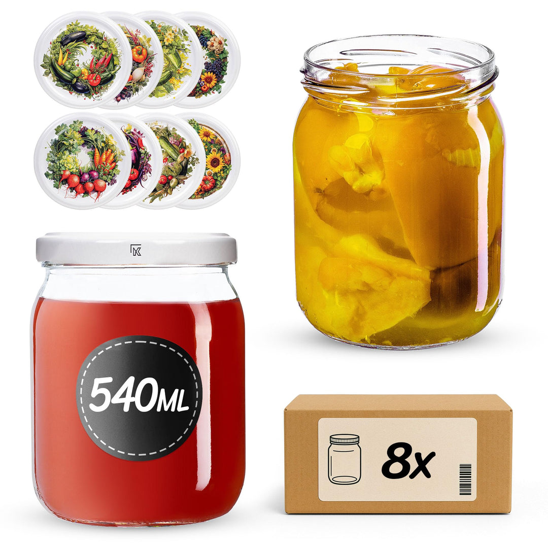 KADAX Einmachgläser 540ml TO82, Sturzgläser Mason Jar mit Schraubdeckel, Luftdichte Twist-off Gläser