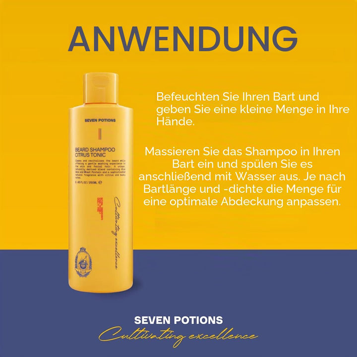 Seven Potions Bart-Shampoo für Männer - Sanfte, reinigende Bartreinigung für einen sauberen Bart ohn