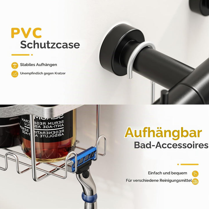 ALOCEO Duschablage Ohne Bohren Silber Duschregal aus 304 Edelstahl Kratzfest Duschablage Zum Hängen