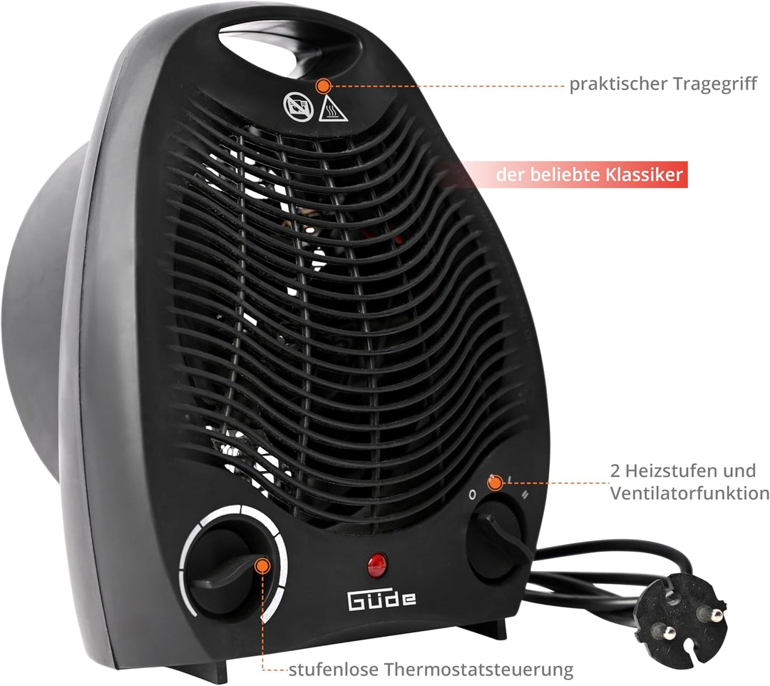 Güde Heizlüfter GH 2000 B (220-240 V, 2000 W Heizleistung, 2 Heizstufen: 1000/2000 W, Gebläseleistun