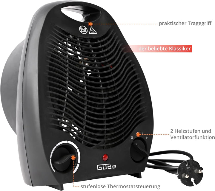 Güde Heizlüfter GH 2000 B (220-240 V, 2000 W Heizleistung, 2 Heizstufen: 1000/2000 W, Gebläseleistun