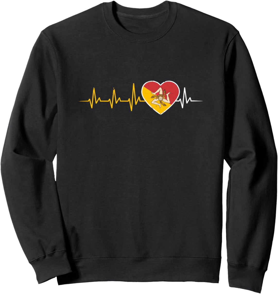 Sizilien Flagge Italien Sizilianisch Herzschlag Sizilianer Sweatshirt