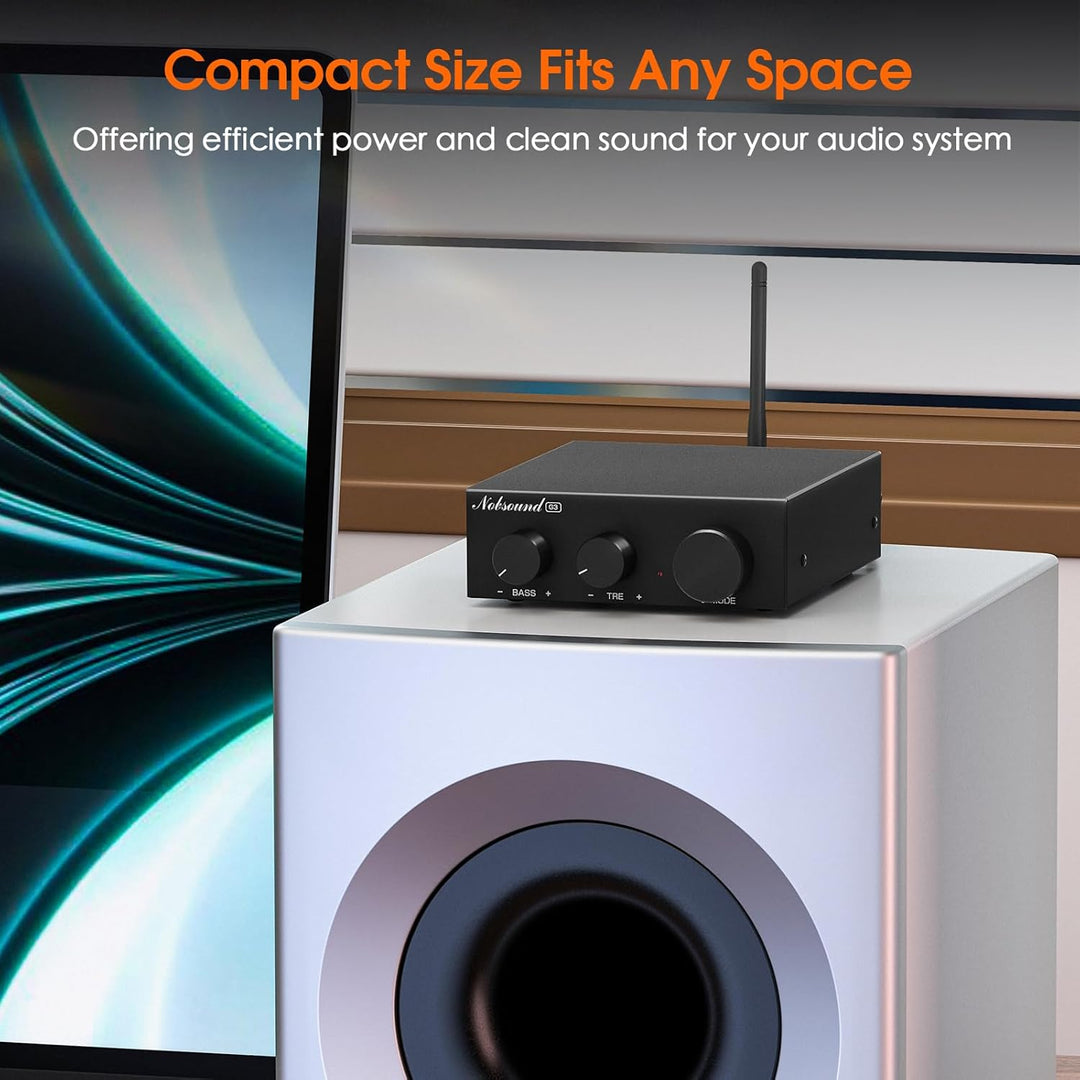 Nobsound Bluetooth 5.0 Stereo Verstärker: Mini Audio 2.0 Kanal Integrierter Verstärker mit Bass-Höhe