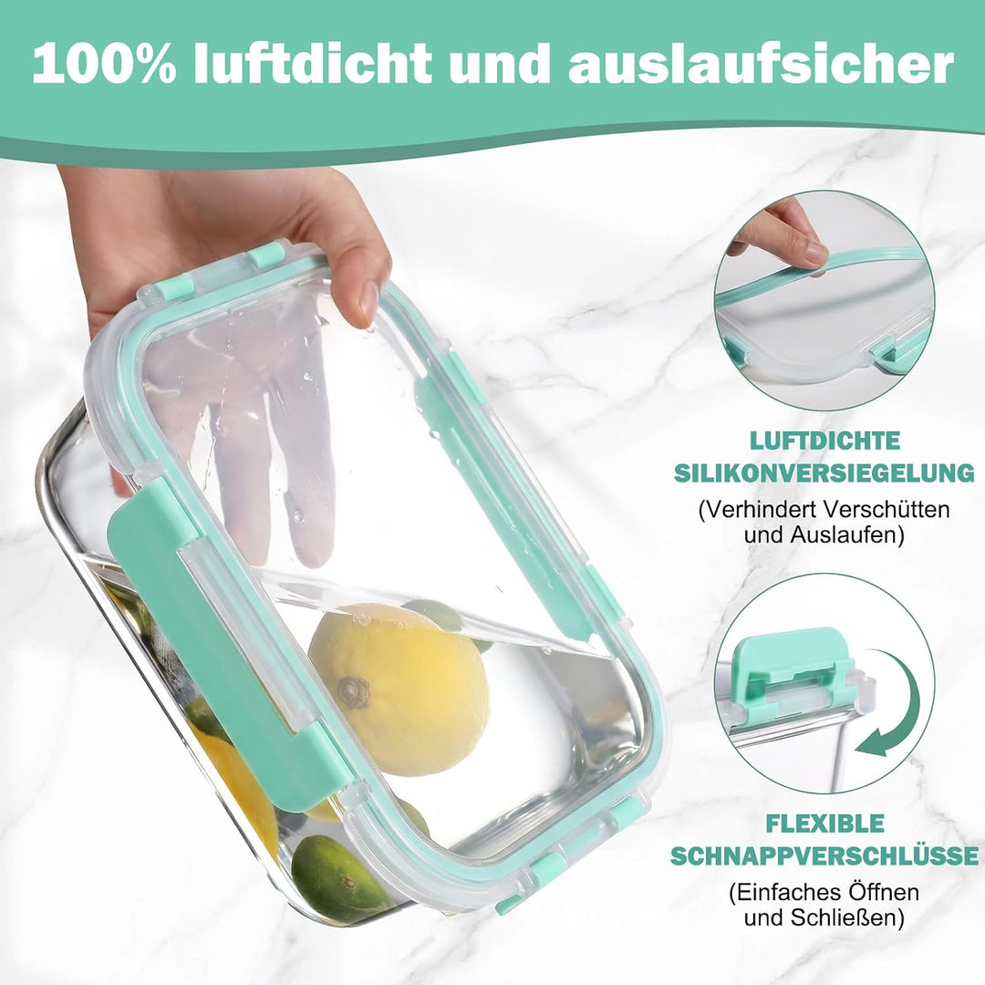 YASHE Glasbehälter mit Deckel, 10 Teile Stapelbar &amp; Luftdicht Meal Prep Boxen Glas für Spülmaschine,