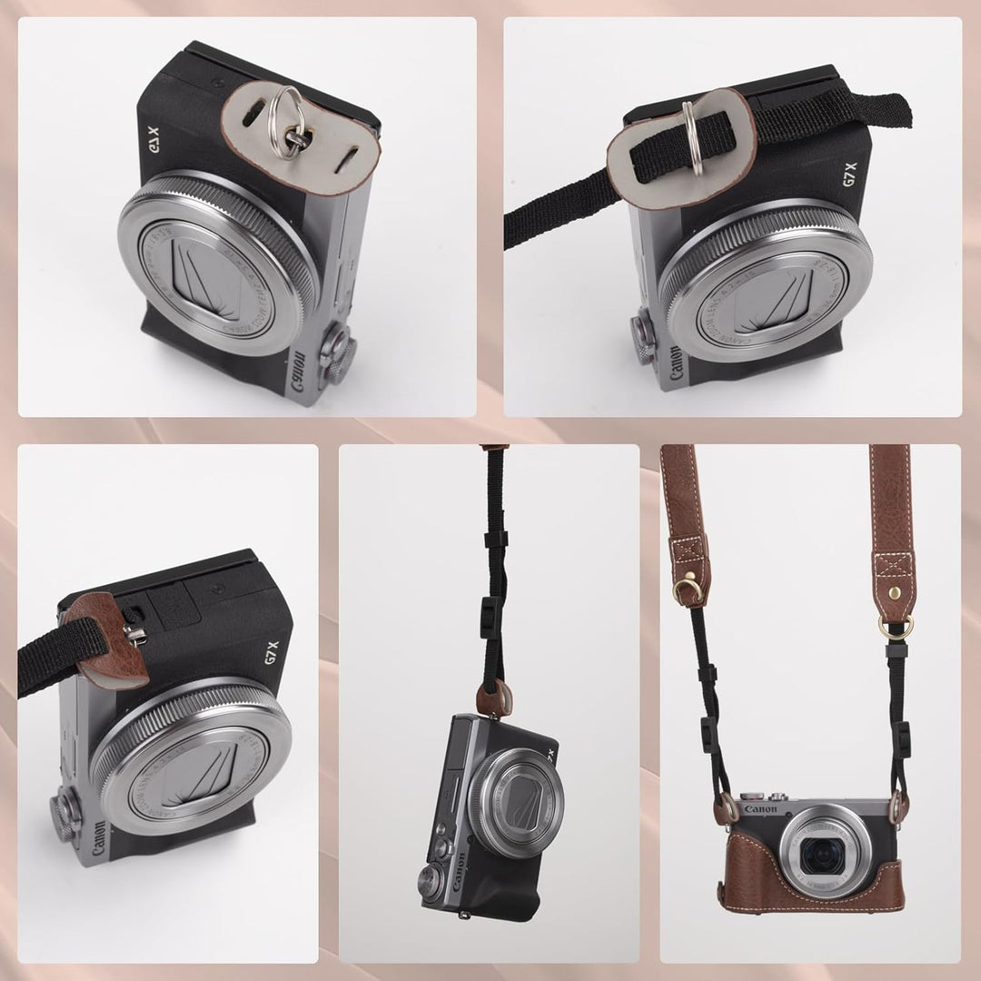 Rieibi G7 X G7X II G7X III Hülle, Vintage Leder Kameratasche für Canon PowerShot G7X G7X Mark II G7X