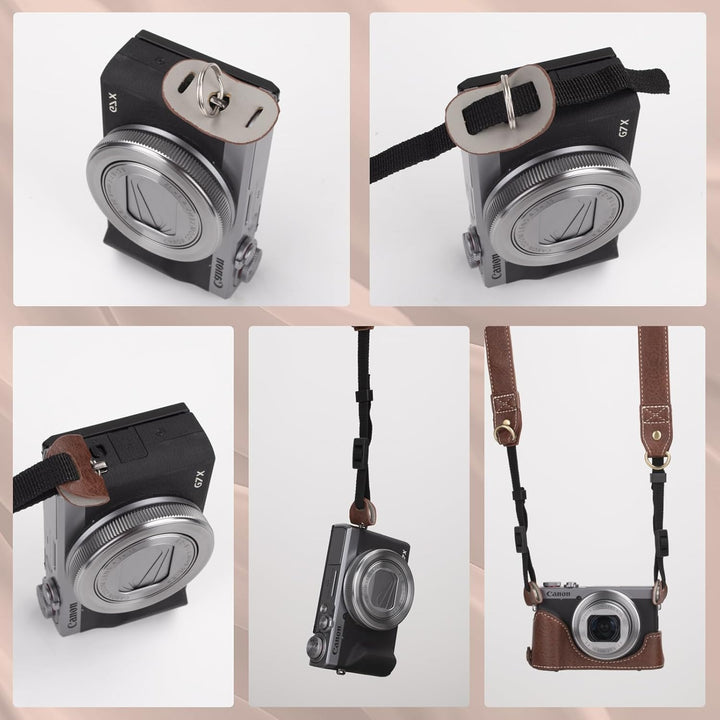 Rieibi G7 X G7X II G7X III Hülle, Vintage Leder Kameratasche für Canon PowerShot G7X G7X Mark II G7X