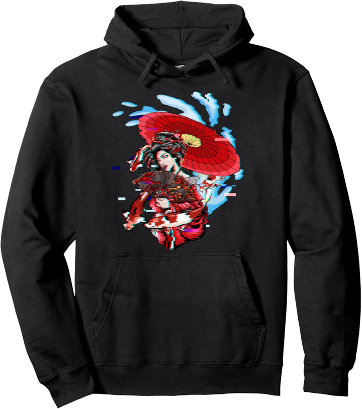 Geisha Vaporwave Japanese Koi Fisch Karpfen Geiko Aesthetic Pullover Hoodie