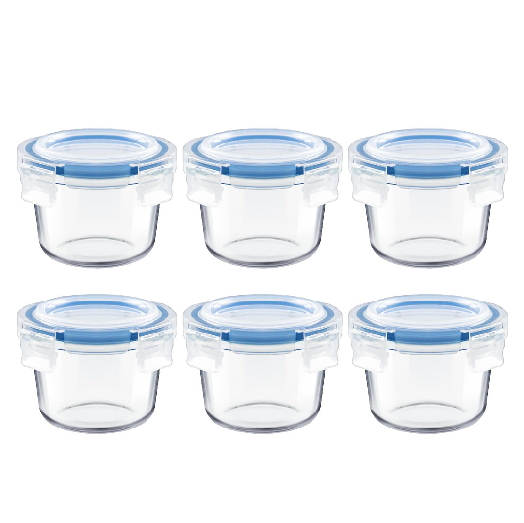 HillSpring Set aus 6 Kleinen Glasaufbewahrungsbehältern, 200 ml Lebensmittelbehälter mit Auslaufsich