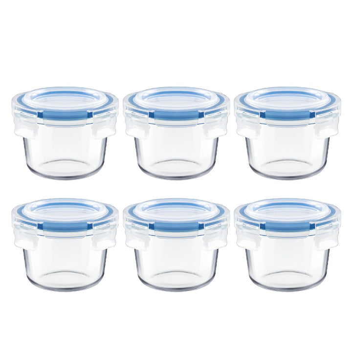 HillSpring Set aus 6 Kleinen Glasaufbewahrungsbehältern, 200 ml Lebensmittelbehälter mit Auslaufsich
