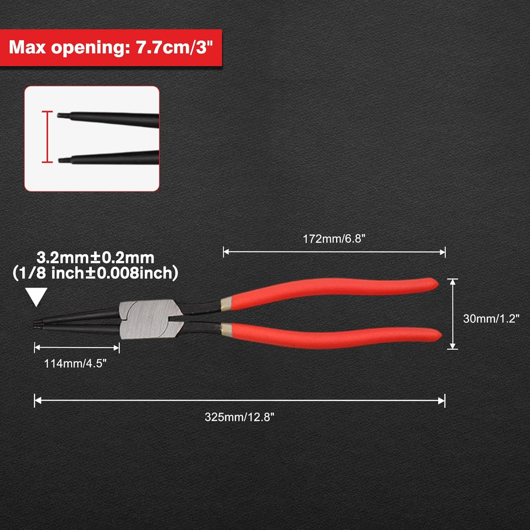Sprengringzange, 33 cm, robuste Innen-Sicherungsringzange, gerade Backenspitze, Durchmesser 0,2 cm,