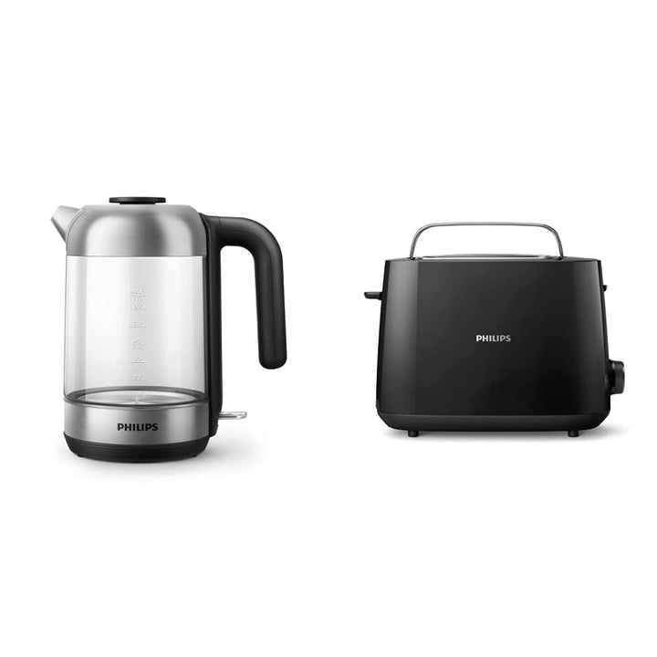 Philips HD9339/80 Glas Wasserkocher, 1,7 Liter (LED-Beleuchtung, Trockenlaufschutz, herausnehmbarer