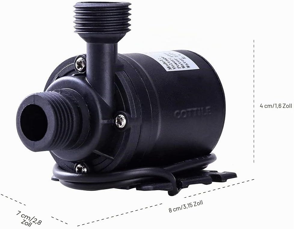 hihey DC 12 V 800 l/h 5 m Wasserpumpe, bürstenlos, für Wasserkreislaufsystem, Solarzirkulationssyste