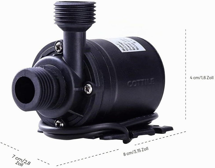 hihey DC 12 V 800 l/h 5 m Wasserpumpe, bürstenlos, für Wasserkreislaufsystem, Solarzirkulationssyste