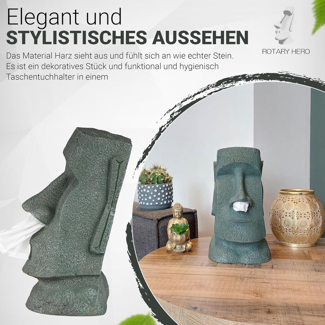 Rotary Hero Moai Taschentuchbox Taschentuchspender Kosmetiktücher box - Badezimmer Deko - 18x19x31.5