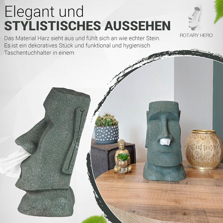 Rotary Hero Moai Taschentuchbox Taschentuchspender Kosmetiktücher box - Badezimmer Deko - 18x19x31.5