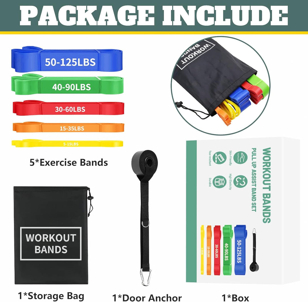 Resistance Bands Set,Fitnessbänder Widerstandsbänder 4er Set Mit Türanker Tragetasche,Gymnastikband