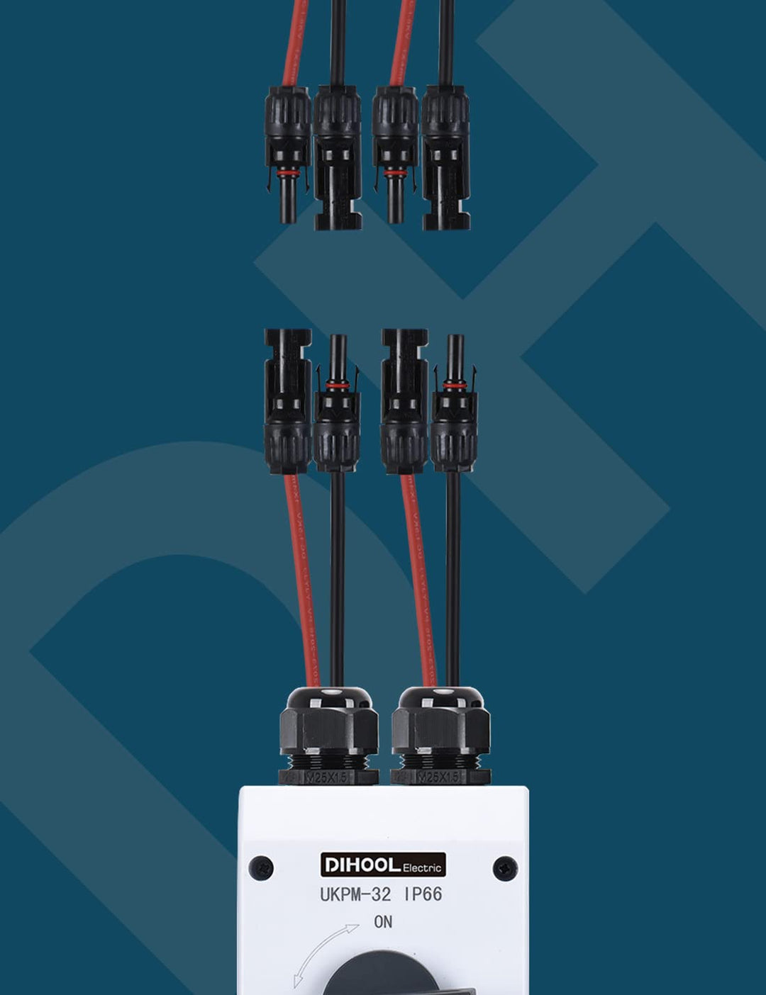 DIHOOL DC Trennschalter 2 Strings PV Anlage mit Generatoranschlusskasten Sicherungsautomat 32A IP66
