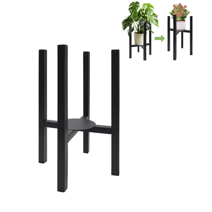 iMeshbean Pflanzenständer Verstellbarer, Blumenständer aus Metall Schwarz für Innen und Draussen, Bl