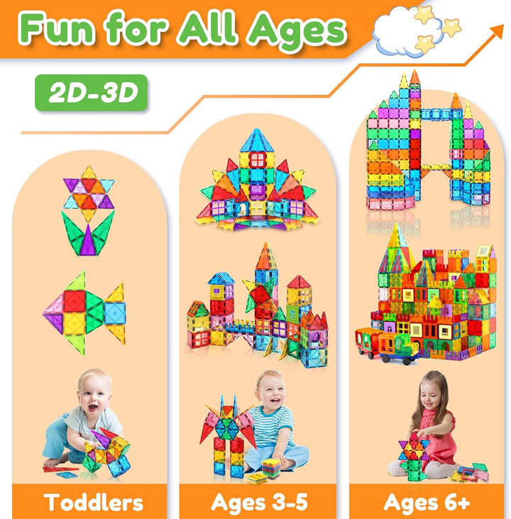 100PCS Magnetische Bausteine mit 2 Autos Magnetbausteine Kinder Magnetspiel Montessori Magnet Bauste