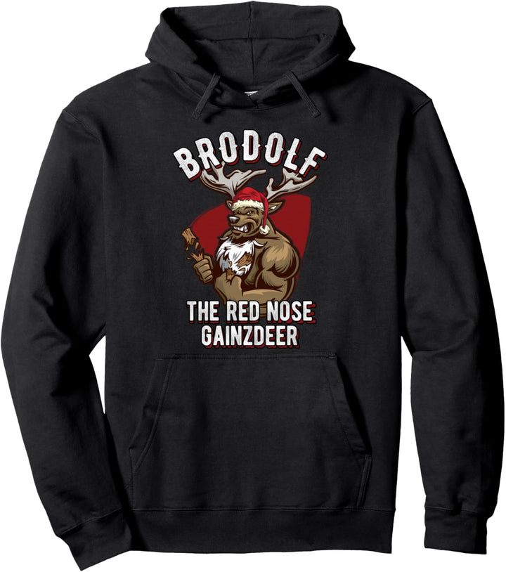 Brodolf Pullover Gainzdeer Ugly Christmas Sweater Gym Pullover Hoodie