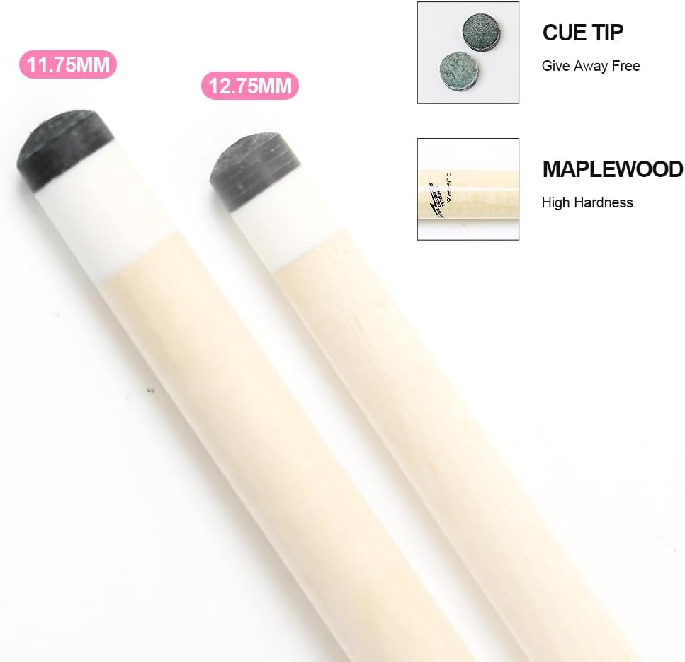 Cuppa Pink Pool Cue Stick Maple Shaft, Linen Thread Grip, Lightweight and Stylish Billiard Cue für w