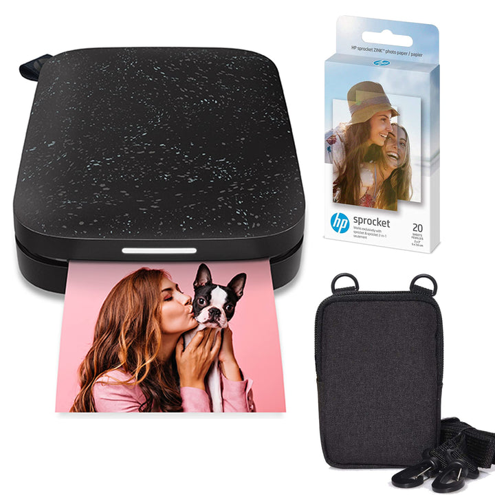 HP Sprocket Portable 2x3 Zoll Sofortbilddrucker (Schwarz) Zink-Papierbündel, Schwarz