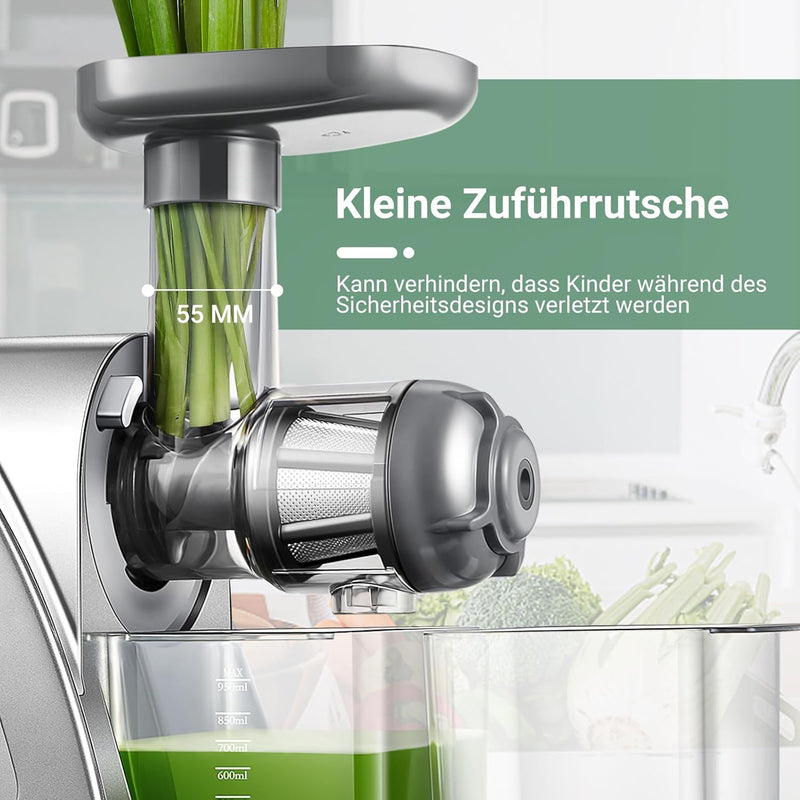 Aobosi Slow Juicer Entsafter Gemüse und Obst Testsieger, Reversierfunktion,150w leisem Motor,Saftpre