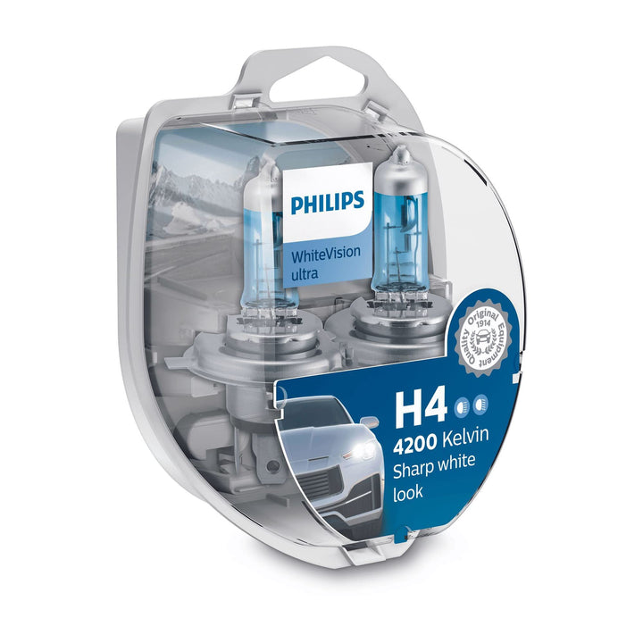 Philips WhiteVision ultra H4 Scheinwerferlampe, 4200K set Twin box H4, Twin box H4