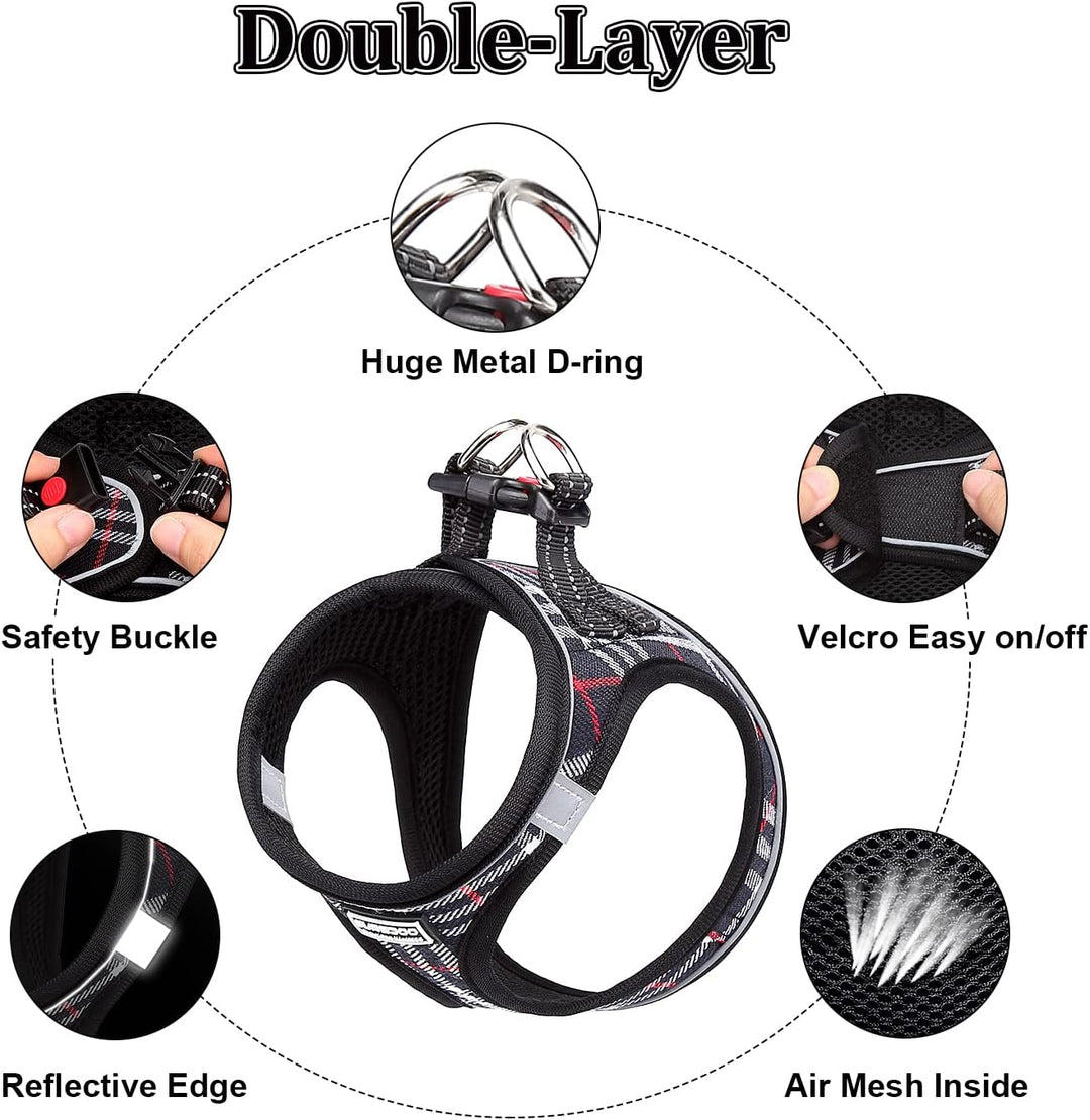 Suredoo Hundegeschirr Kleine Hunde mit Leine, Anti Zug Geschirr Reflektierend Atmungsaktiv Brustgesc